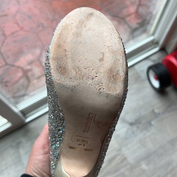 Benjamin Adams Charlize Peep Toe Iridescent Swarovski Heels Pumps Sz 8 - Picture 6 of 6